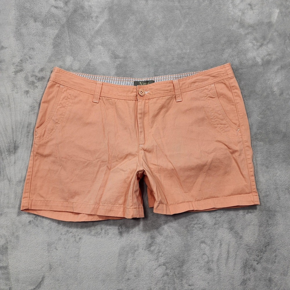 Natural Reflections Shorts Womens 18 Orange Chino Twill Flat Front Casual Summer